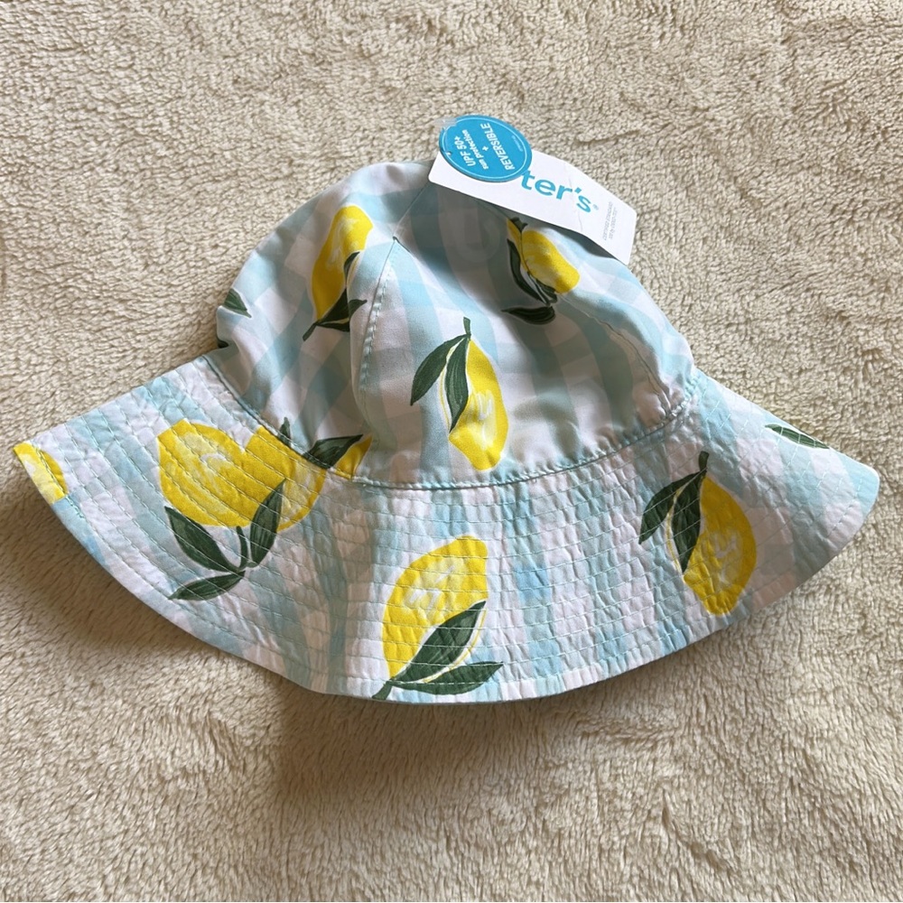 Carter's Lemon Print Bucket Sun Hat - Yellow & Light Blue